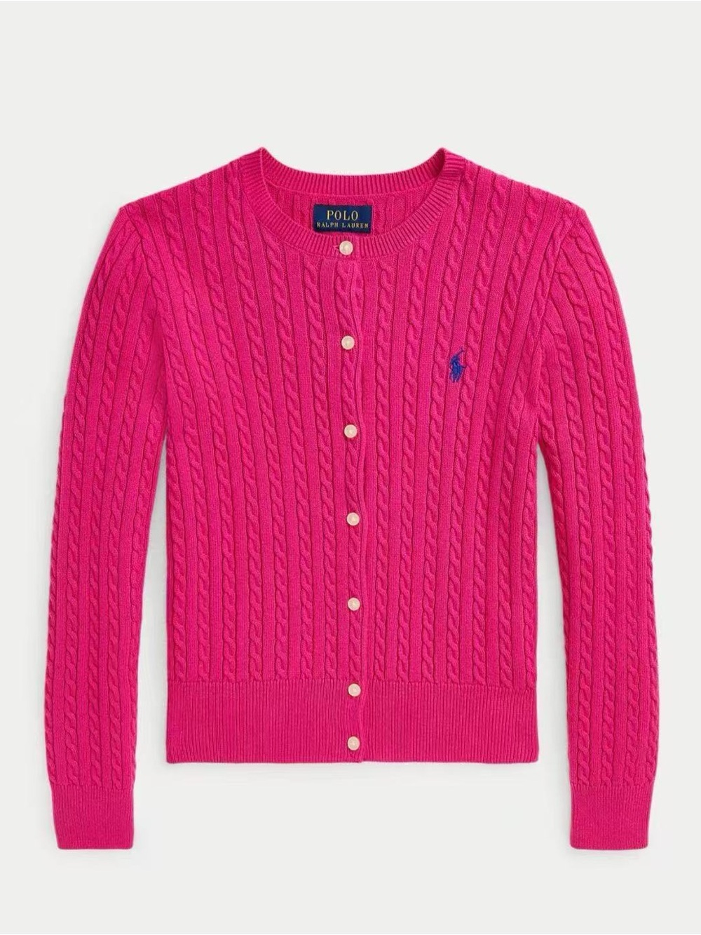NWT Polo Ralph Lauren Girl’s Hot Pink Cable-Knit Cardigan size XL(16)